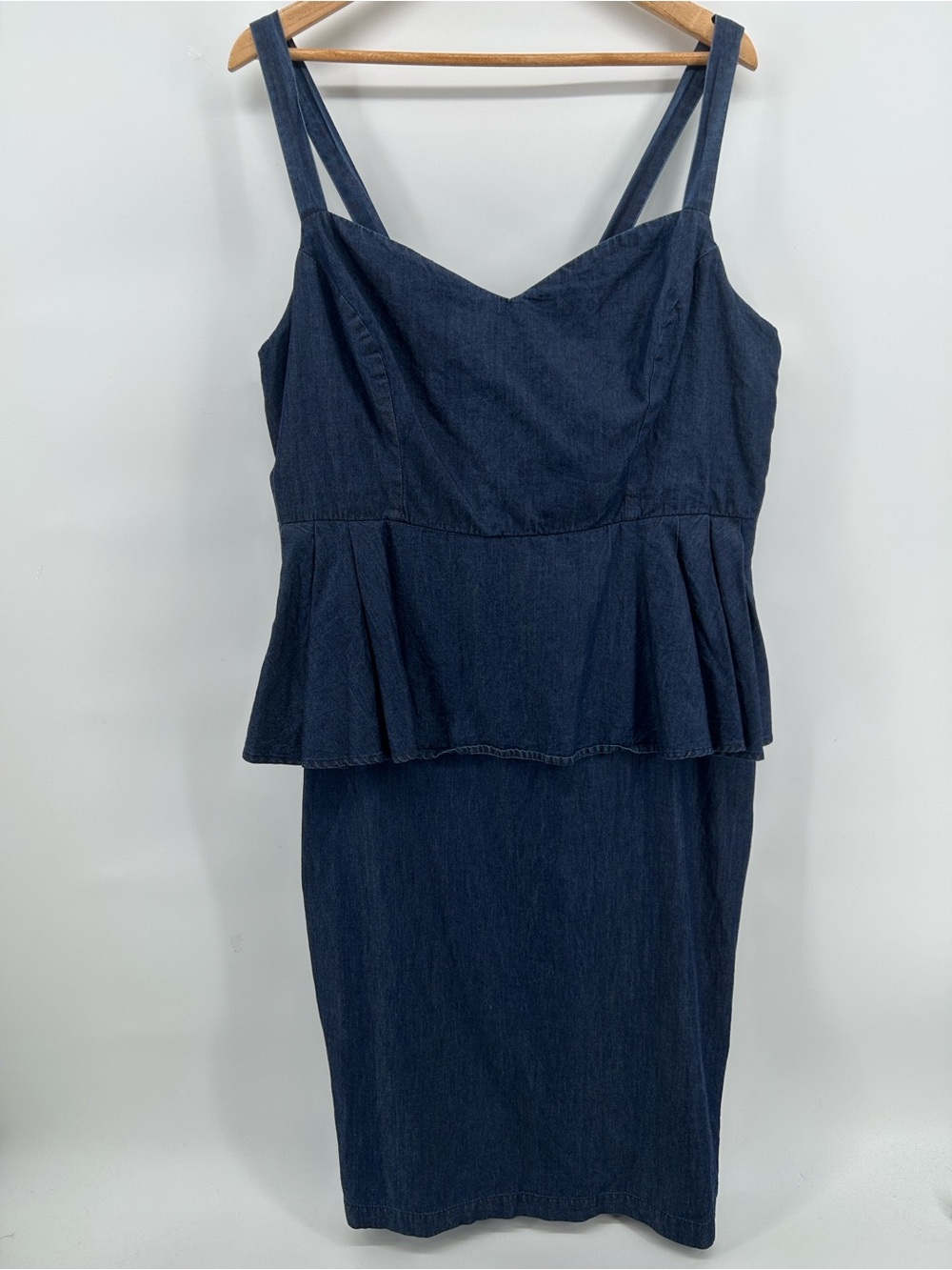 Eloquii Sheath Denim Dress Sweetheart Neckline Peplum Waist Women’s Size 20